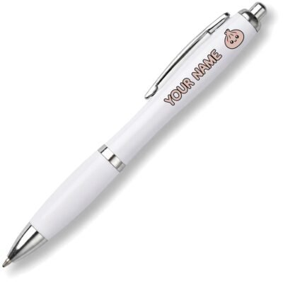 Chocolate kawaii dumpling personalised white plastic ballpoint pen